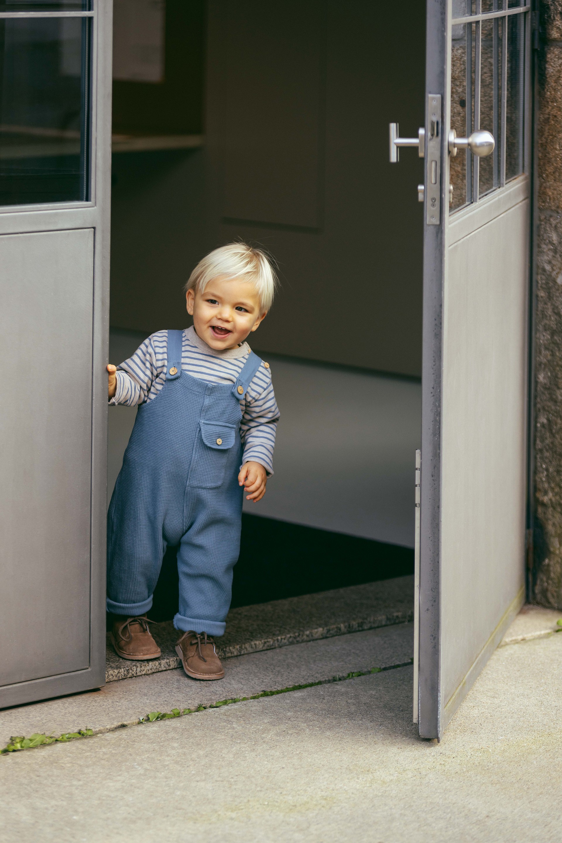 Dungarees in waffle weave