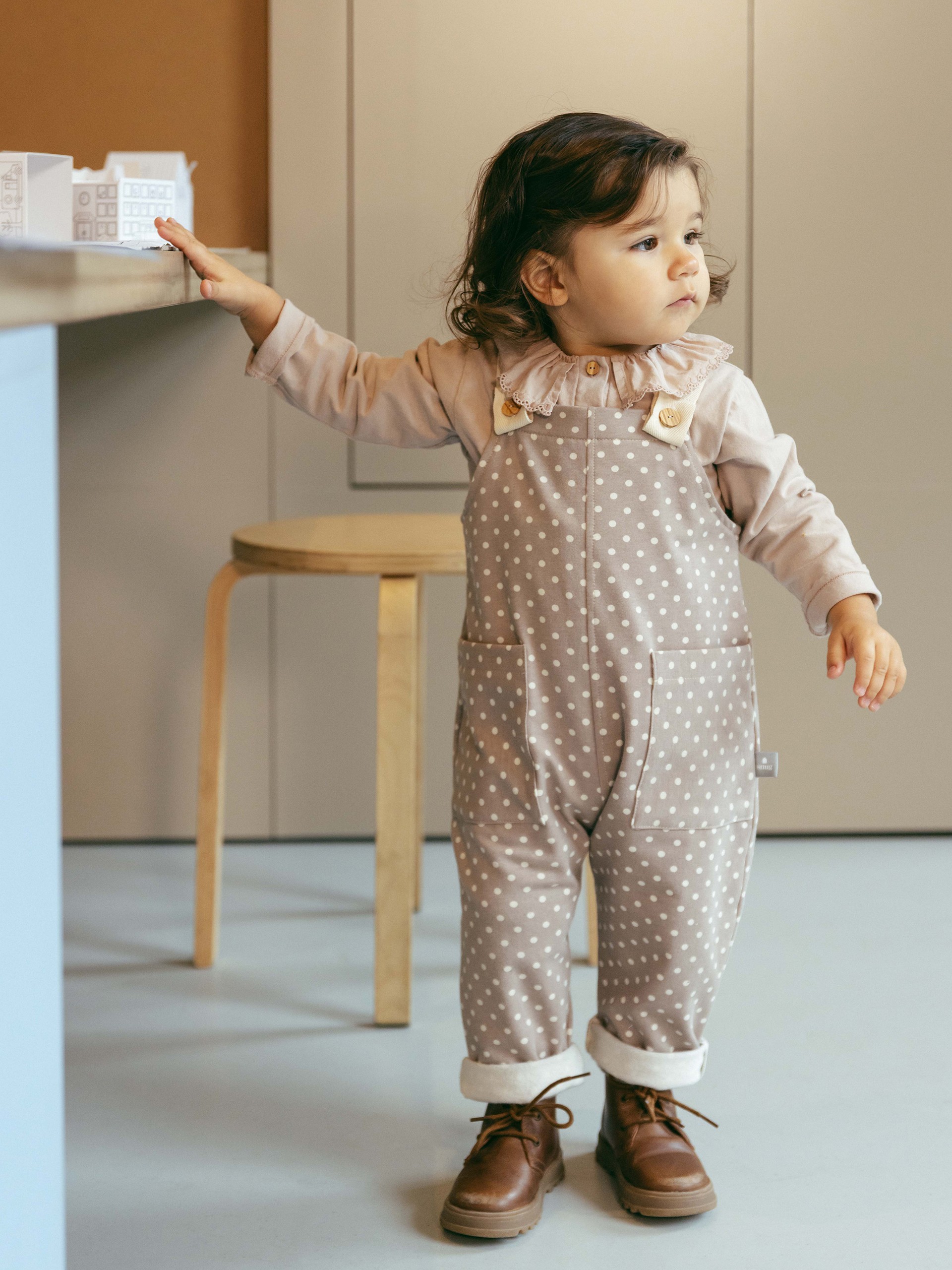 Printed dungarees with pockets