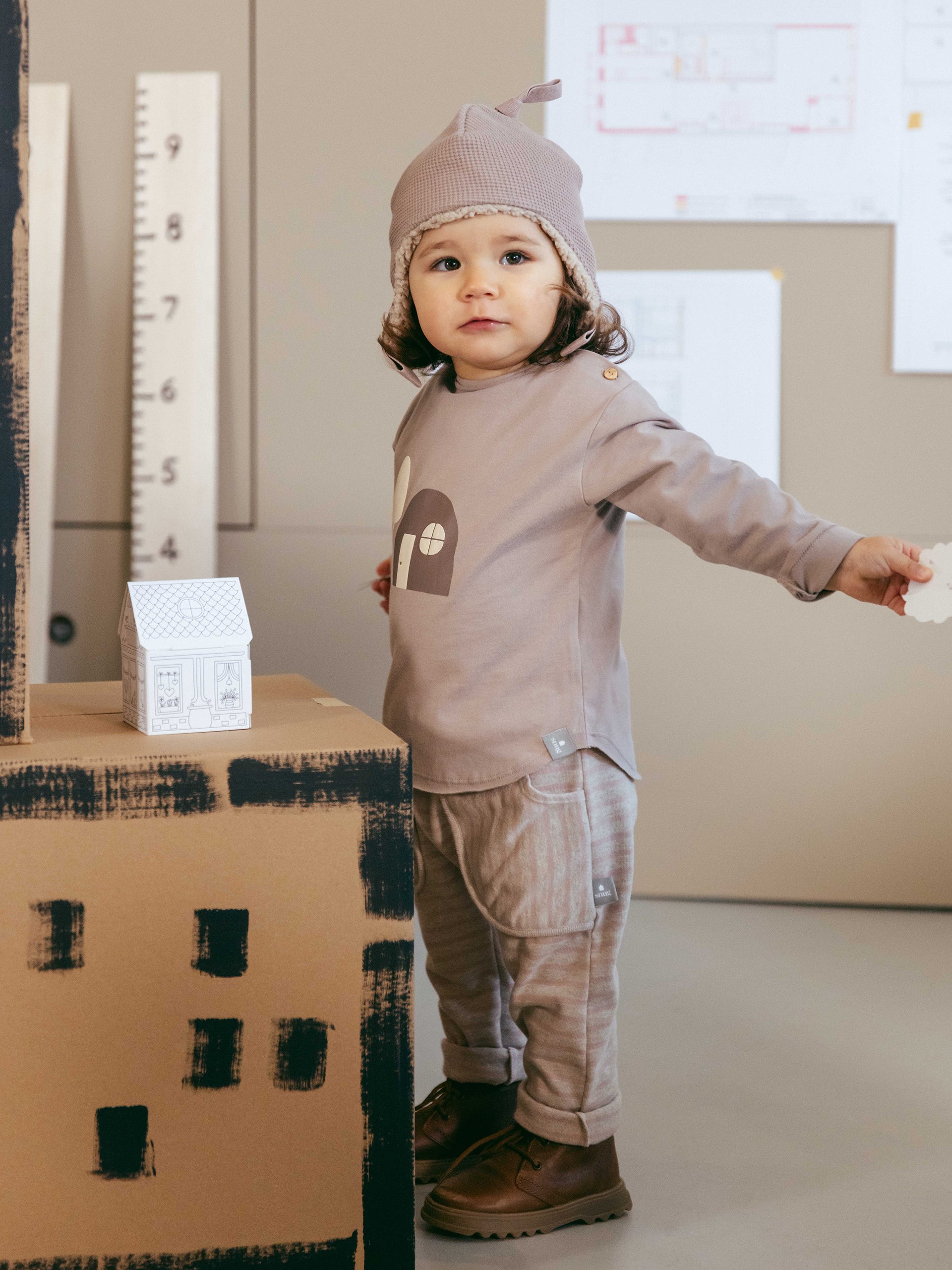 soft brushed jersey striped pull-up pants