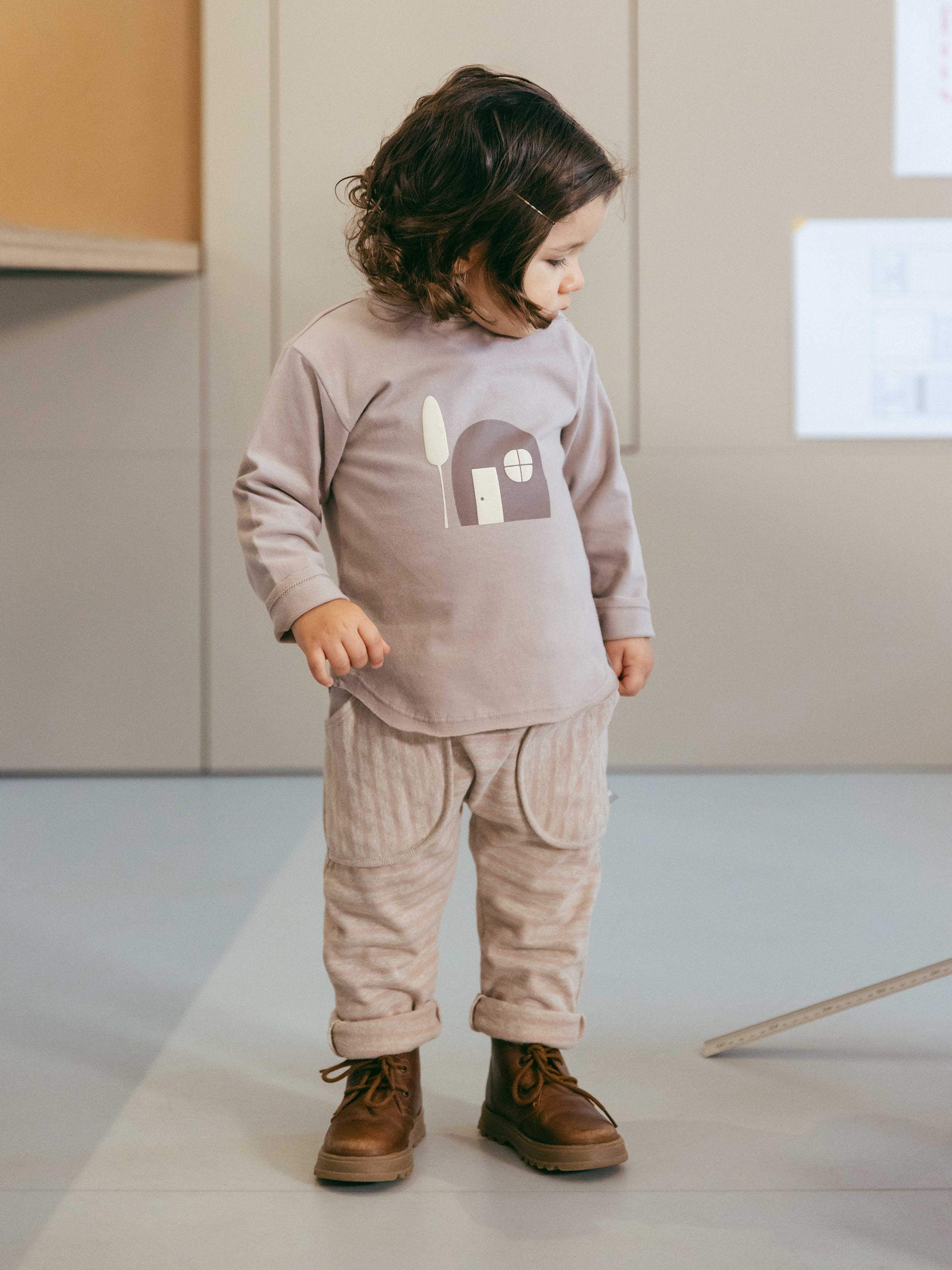 soft brushed jersey striped pull-up pants