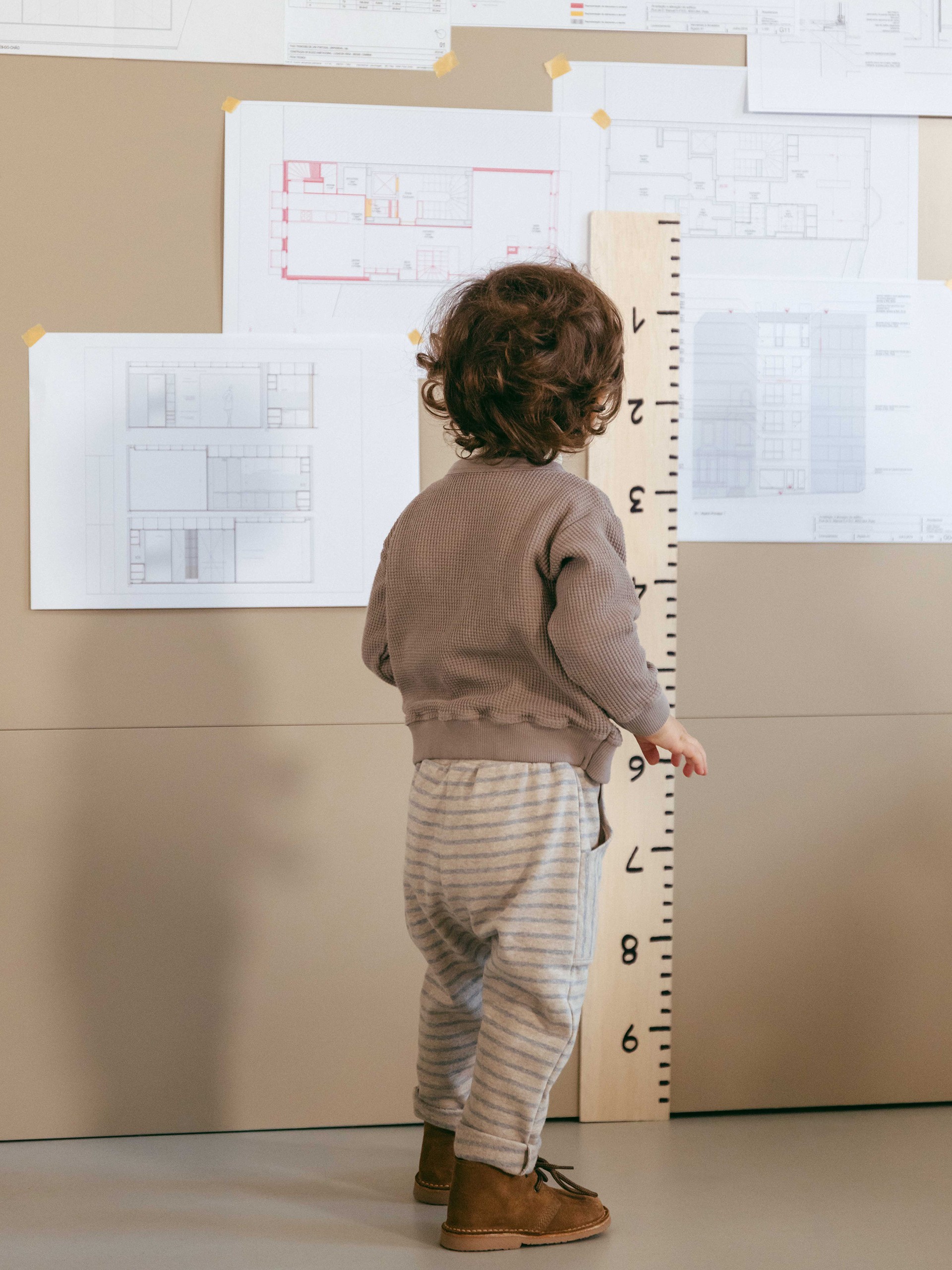 soft brushed jersey striped pull-up pants