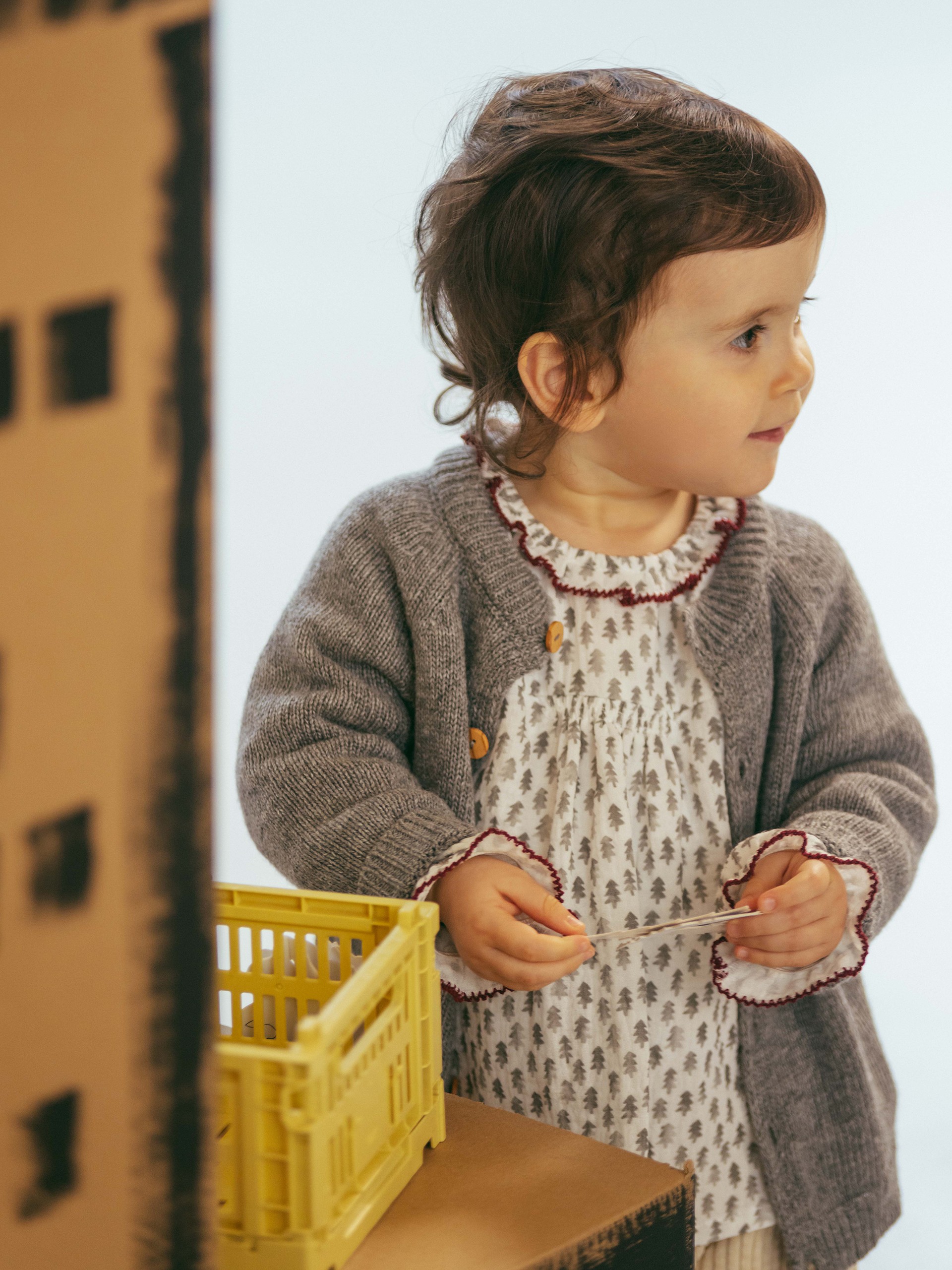 Muslin blouse with fir tree print