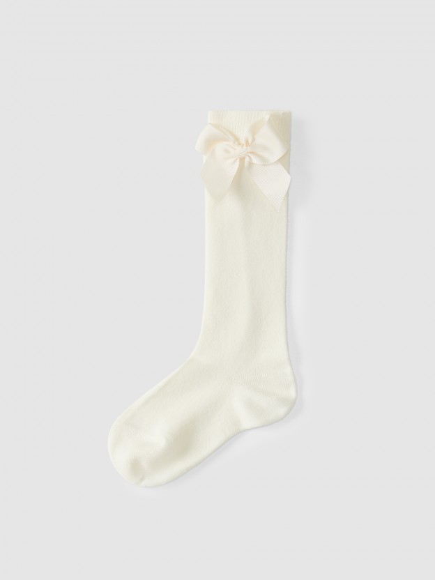Knee-high socks with grossgrain side bow Cndor