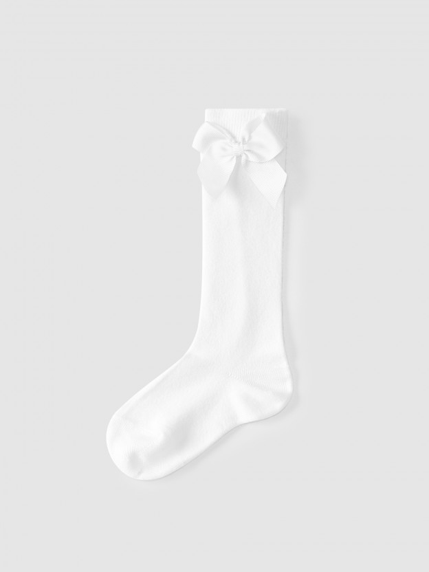Knee-high socks with grossgrain side bow Cndor