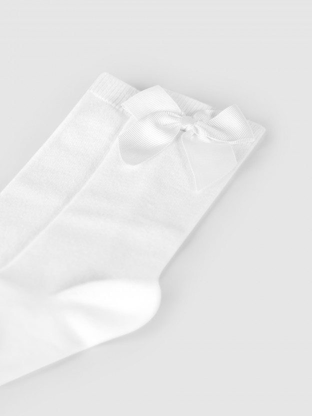 Knee-high socks with grossgrain side bow Cndor