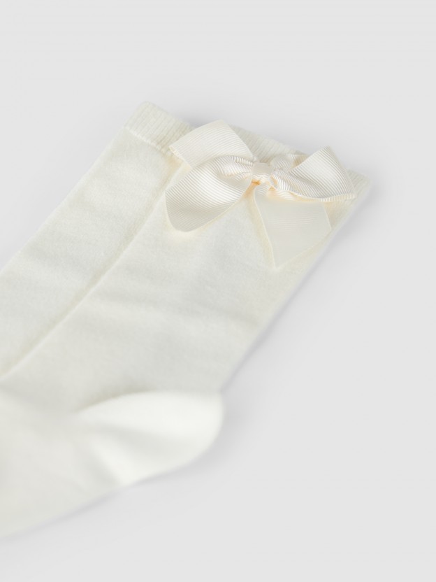 Knee-high socks with grossgrain side bow Cndor