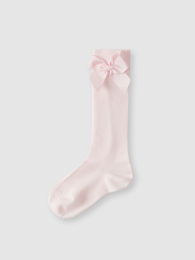 Knee-high socks with grossgrain side bow Cndor