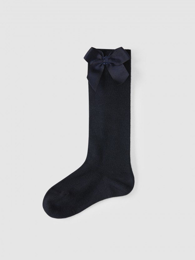 Knee-high socks with grossgrain side bow Cndor