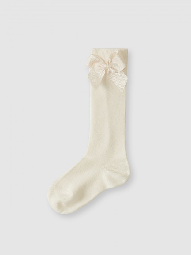 Knee-high socks with grossgrain side bow Cndor