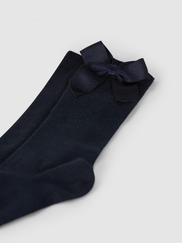 Knee-high socks with grossgrain side bow Cndor