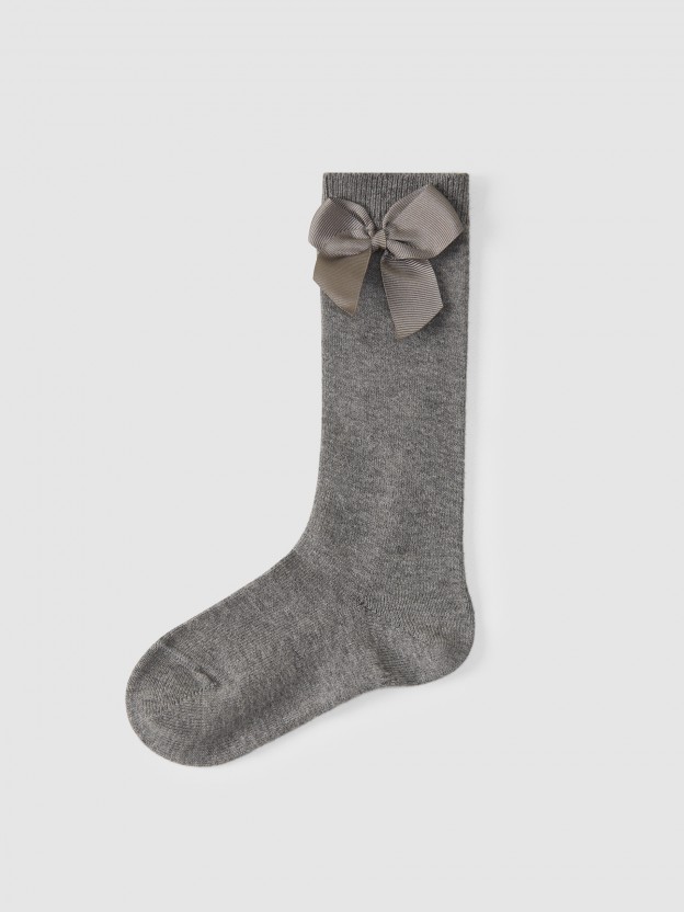 Knee-high socks with grossgrain side bow Cndor