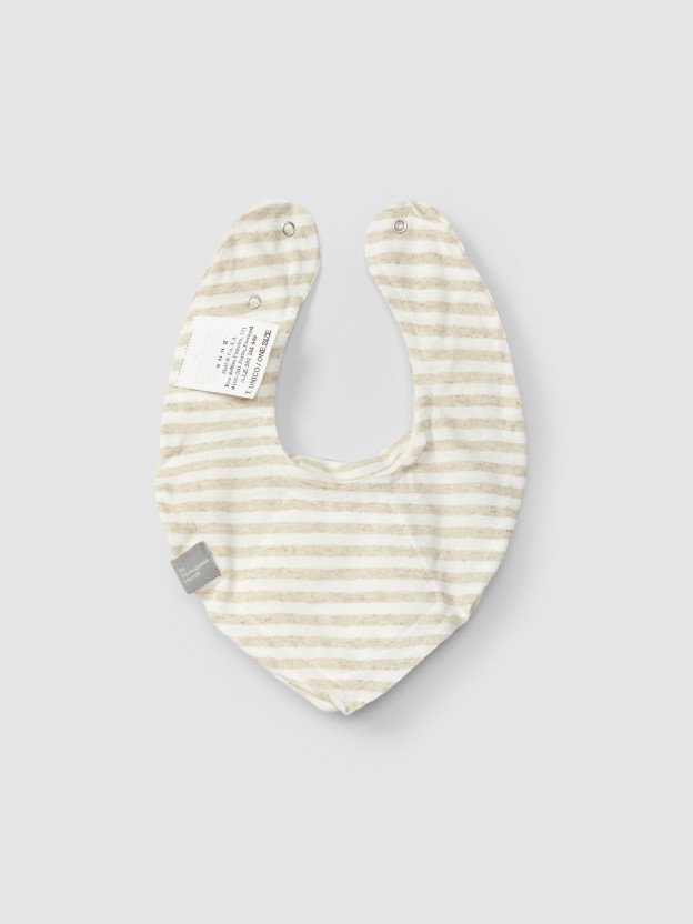 Bib in cotton jersey with striped linen
