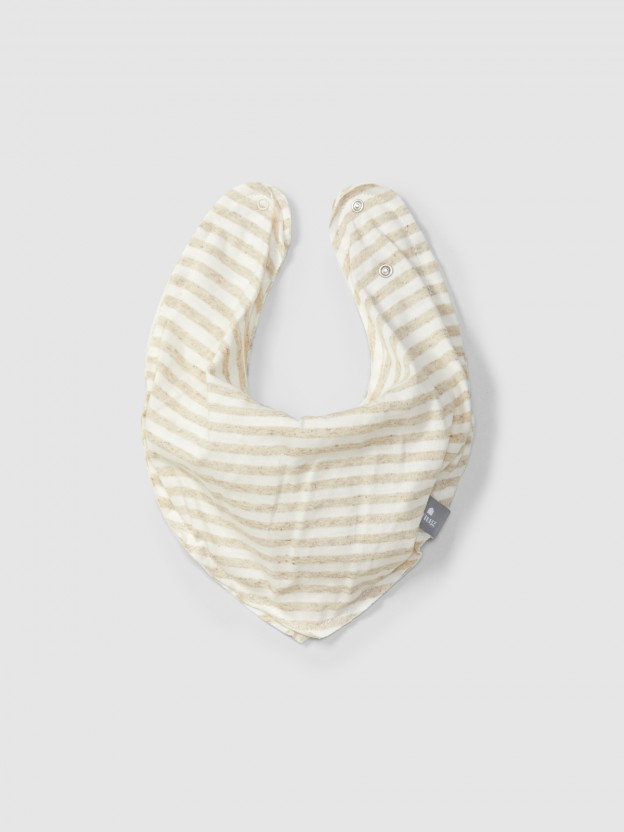 Bib in cotton jersey with striped linen