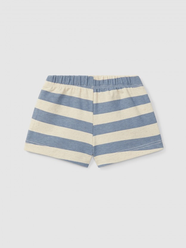 Pull-up shorts striped with pocket