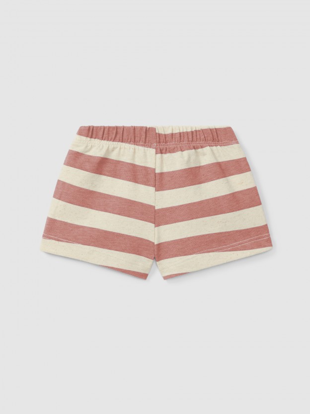 Pull-up shorts striped with pocket