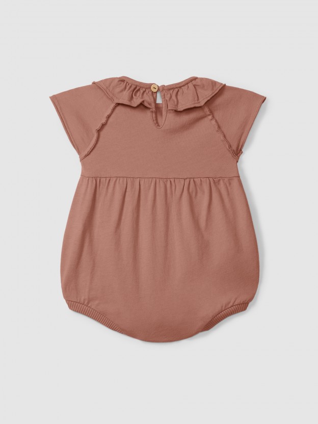 Shortie in plain jersey with ruffled collar Shortie in plain jersey with ruffled collar
