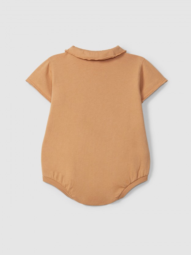 Shortie in plain jersey with pointy collar