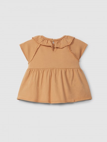 Plain jersey T-shirt with ruffled collar Plain jersey T-shirt with ruffled collar