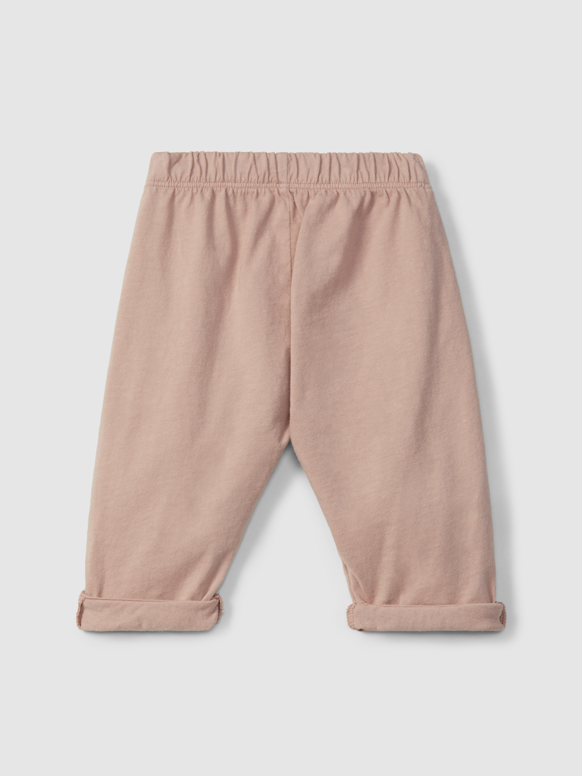 Plain jersey pull-up pants with embroidered details