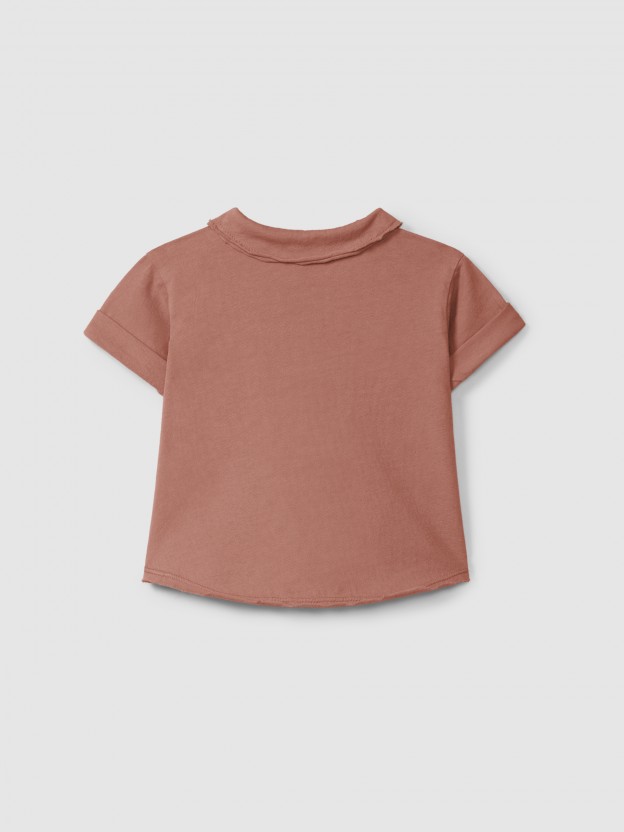 Plain jersey polo shirt with pocket