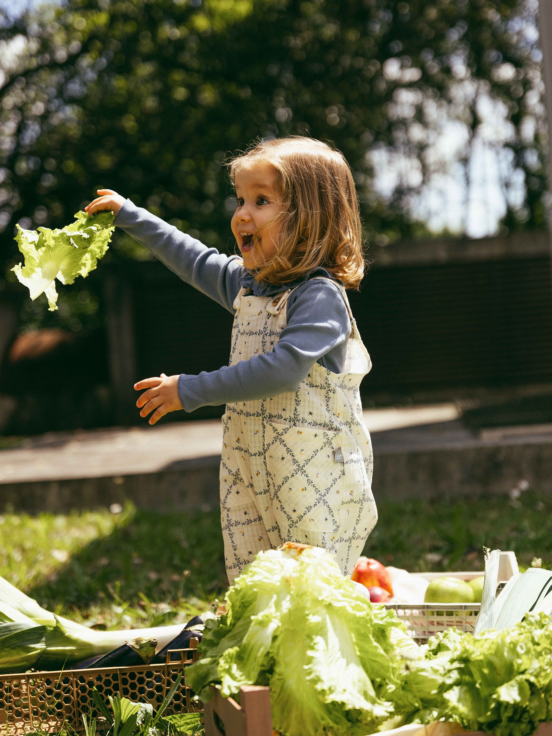 Dungarees printed textured cotton