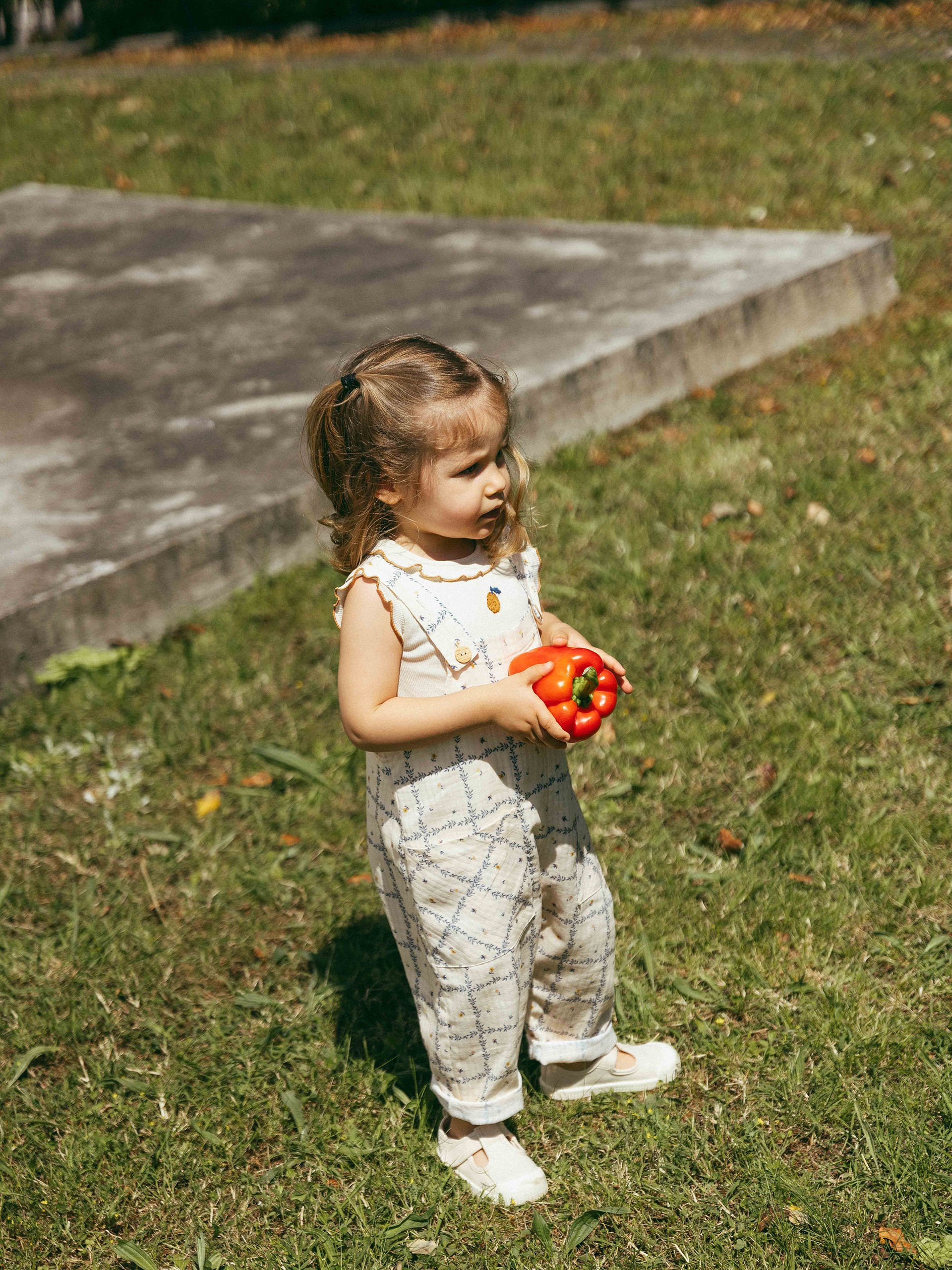 Dungarees printed textured cotton