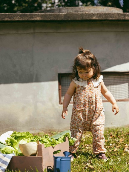 Dungarees printed jersey with embroidered detail