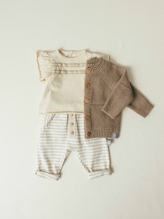 Pull-up striped pants