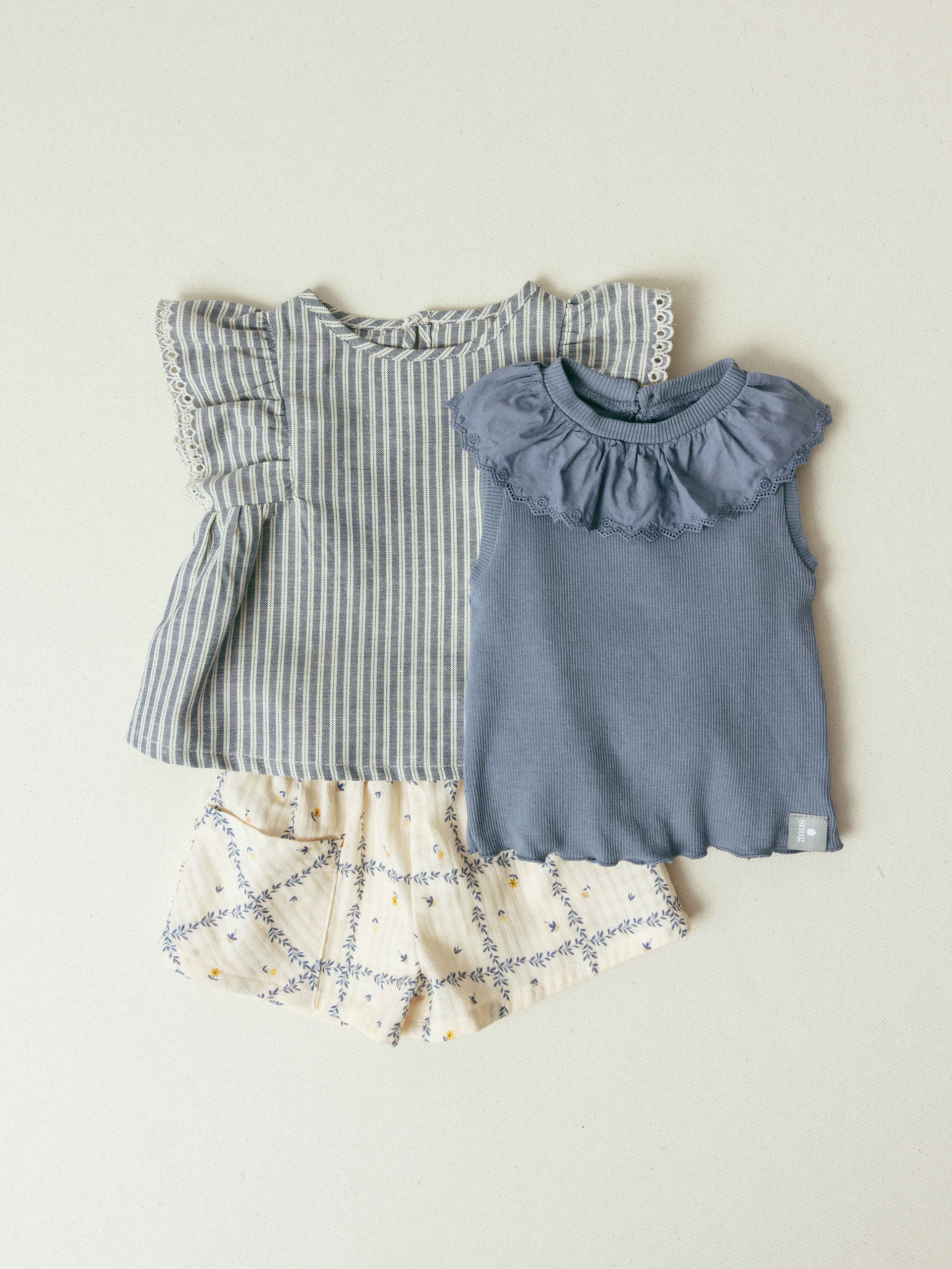 Pull-up shorts printed textured cotton
