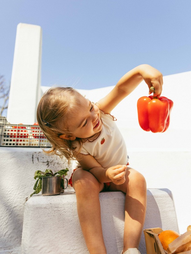 Ribbed jersey singlet with embroidery