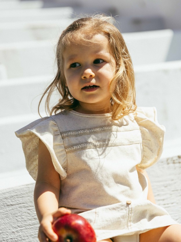 T-shirt with plaited ribbon detail T-shirt with plaited ribbon detail