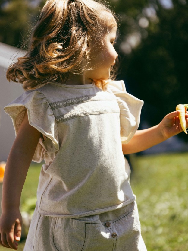 Organic style pull-up skirt with pocket