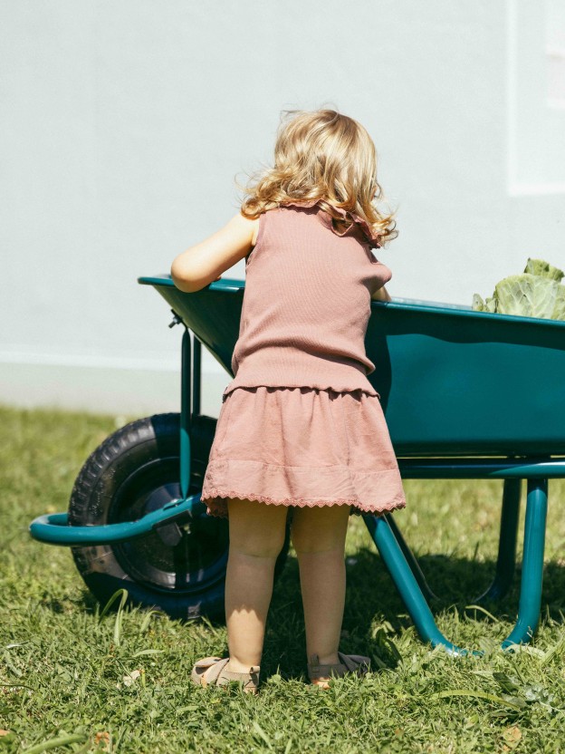 Skirt with diaper cover English embroidery detail
