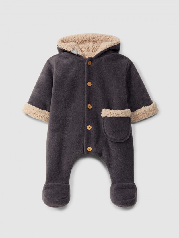 Fleece hooded pramsuit Fleece hooded pramsuit