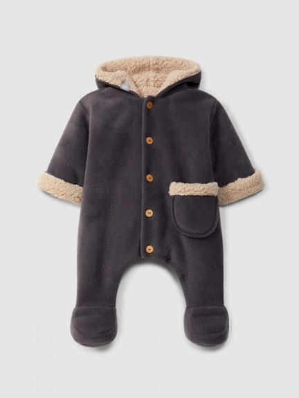 Fleece hooded pramsuit