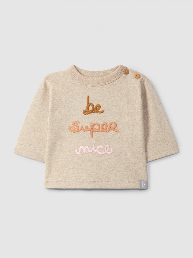 Cotton longsleeve with "be super nice" embroidery Cotton longsleeve with "be super nice" embroidery
