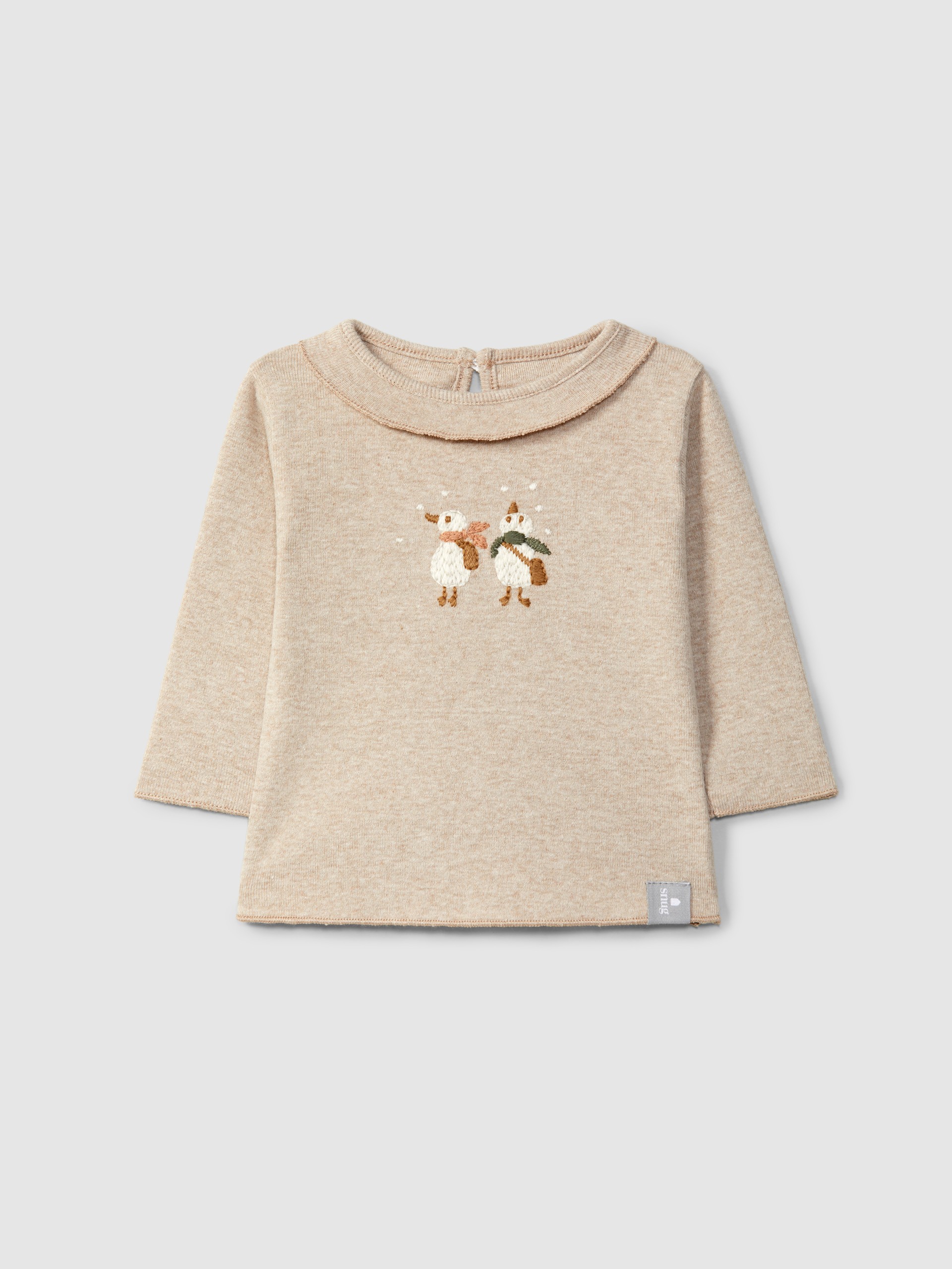 Cotton longsleeve with wool yarn embroidery