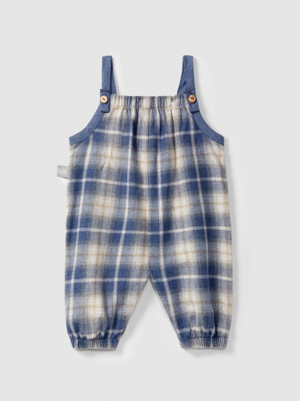Check dungarees with ruffled detail Check dungarees with ruffled detail