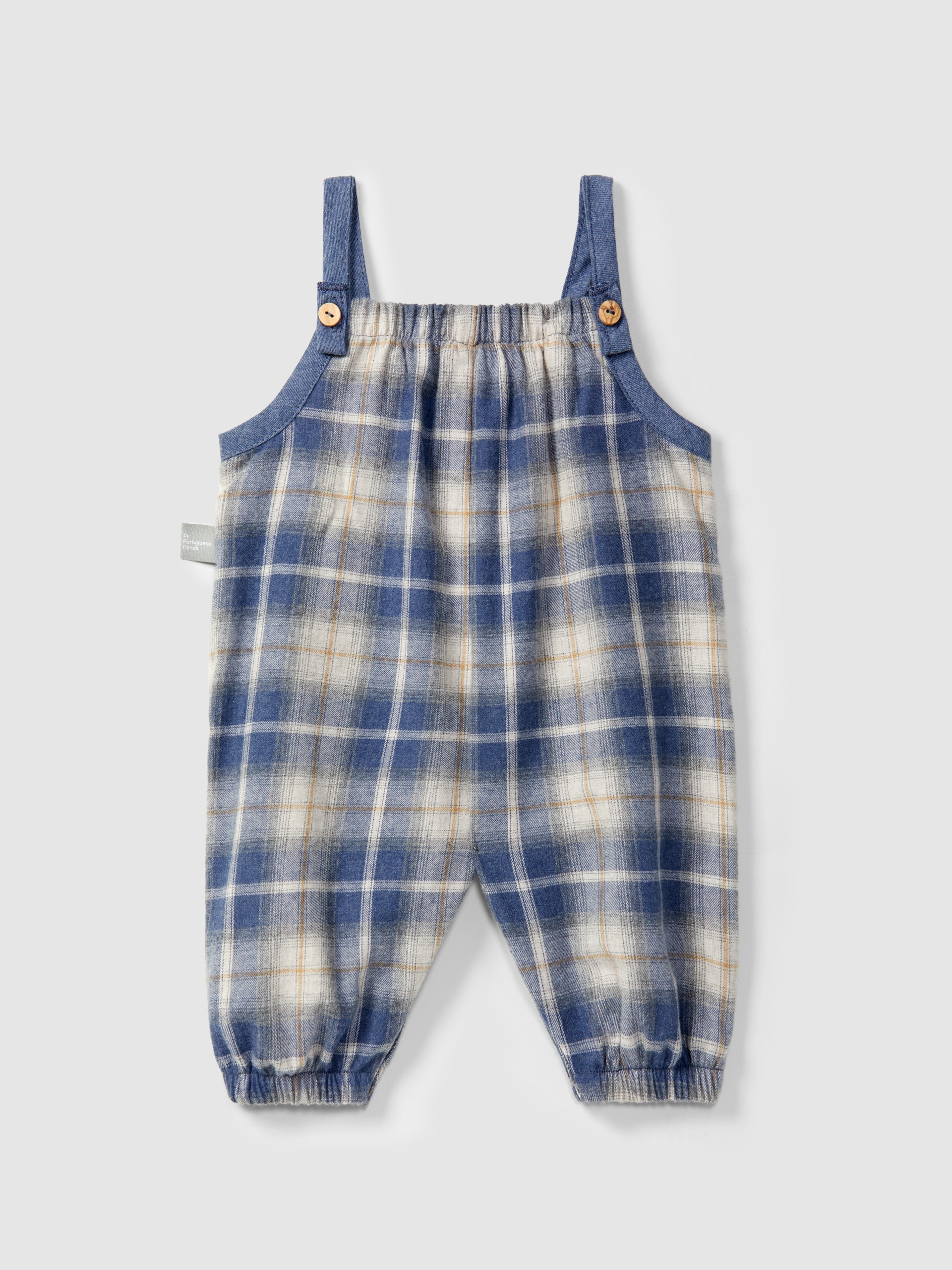 Check dungarees with ruffled detail