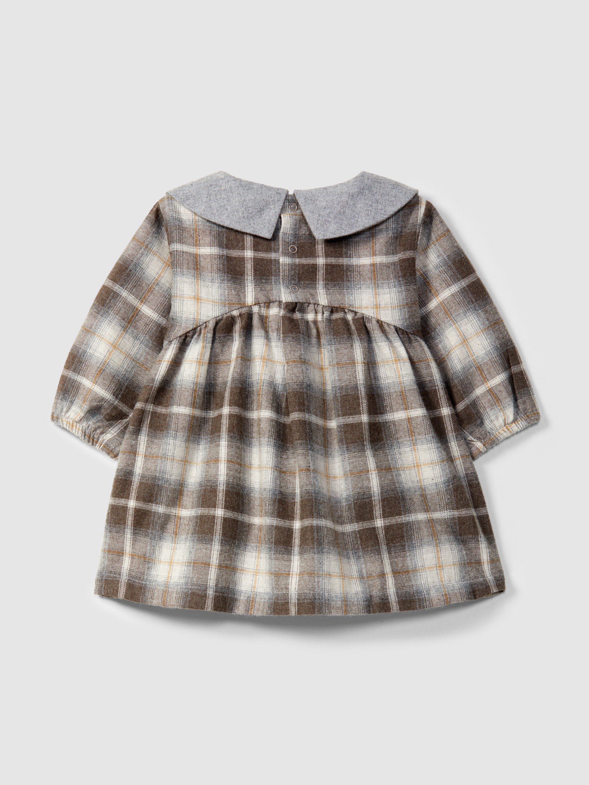 Check dress with embroidered detail on the collar