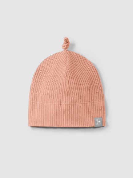 Ribbed jersey beanie with knot