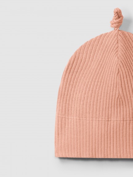 Ribbed jersey beanie with knot Ribbed jersey beanie with knot