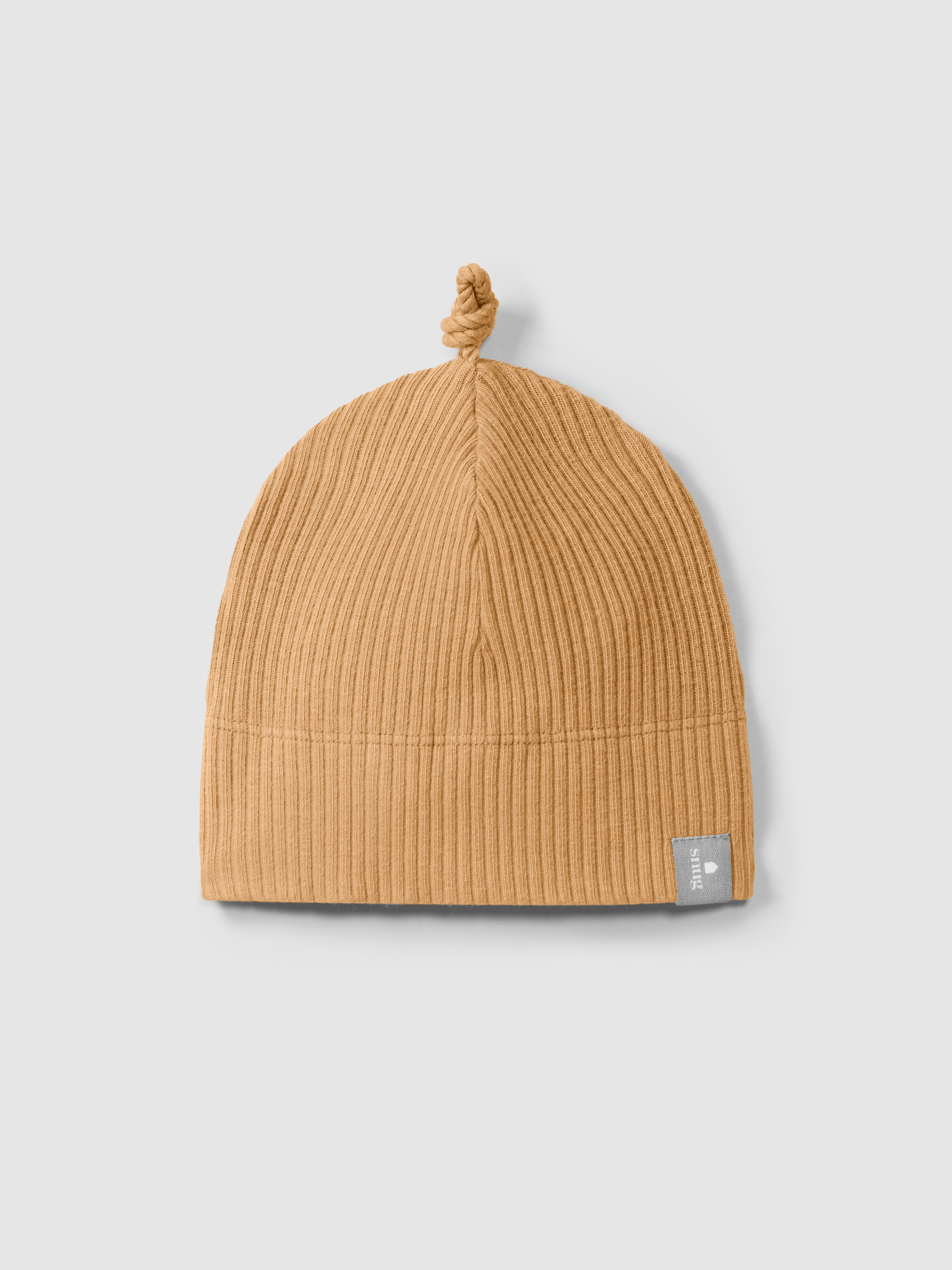 Ribbed jersey beanie with knot