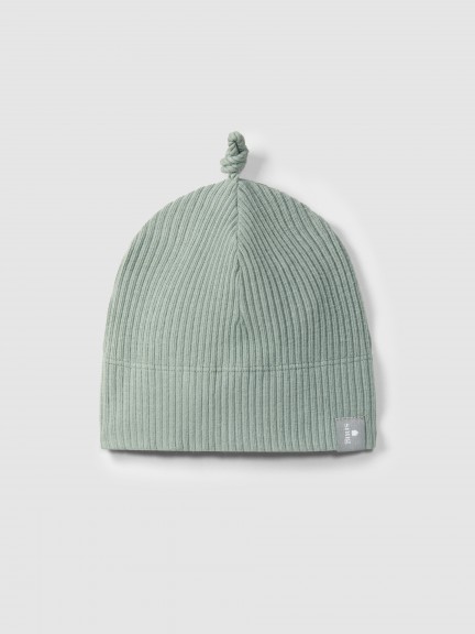 Ribbed jersey beanie with knot