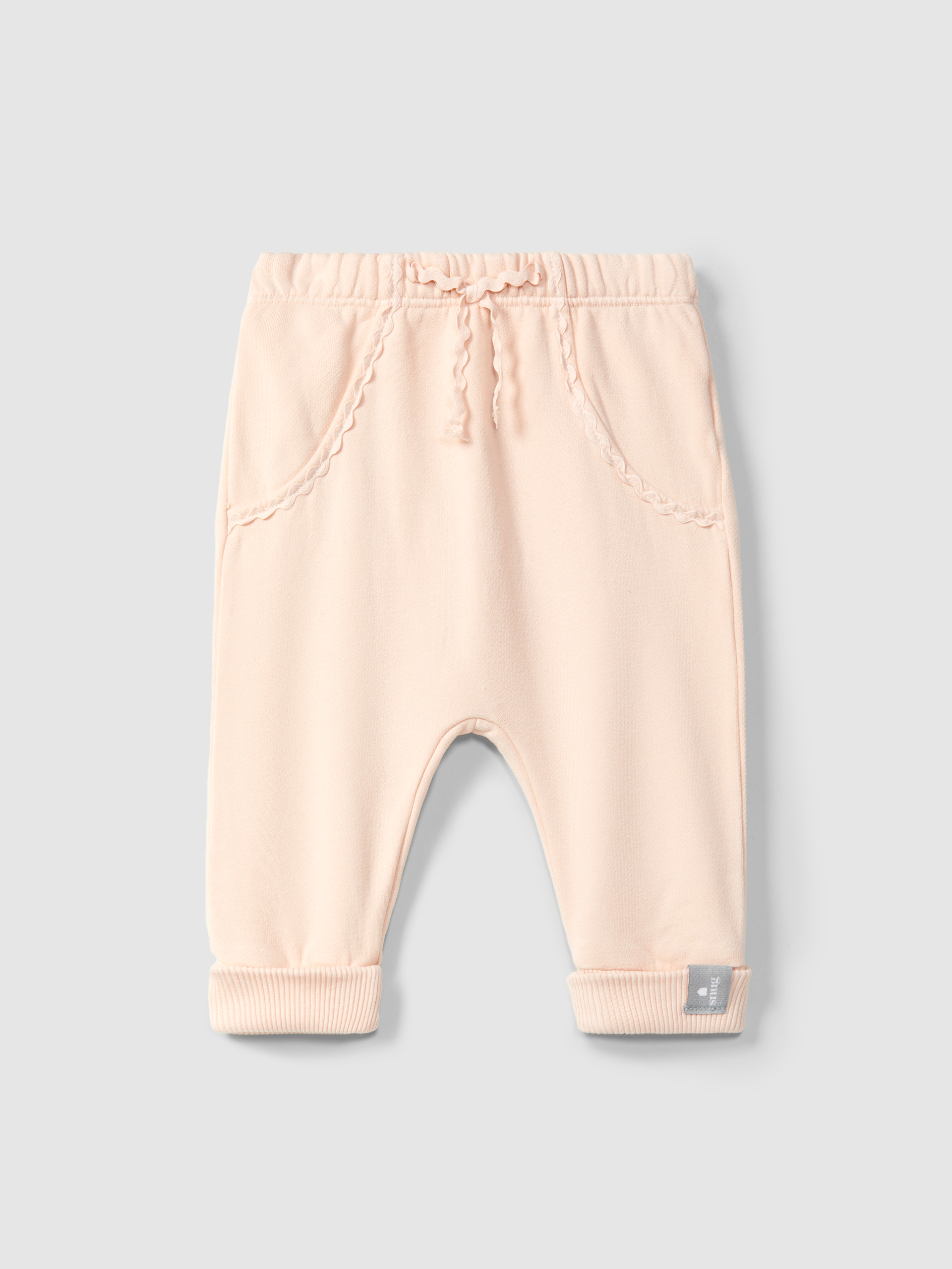 Plush pull-up pants with rickrack detail