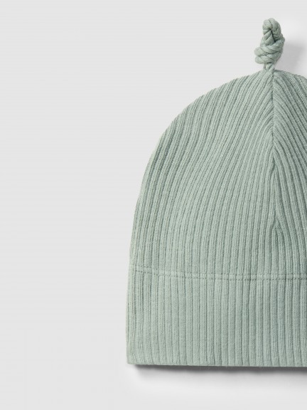 Ribbed jersey beanie with knot Ribbed jersey beanie with knot