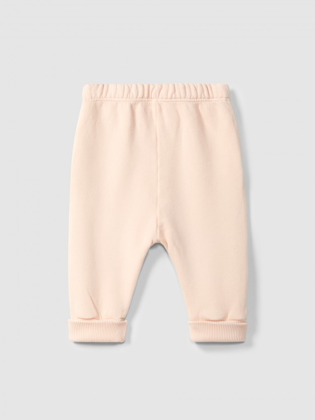 Plush pull-up pants with rickrack detail