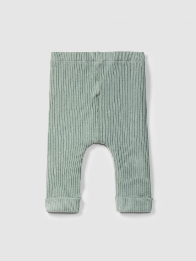 Leggings in ribbed jersey with pocket