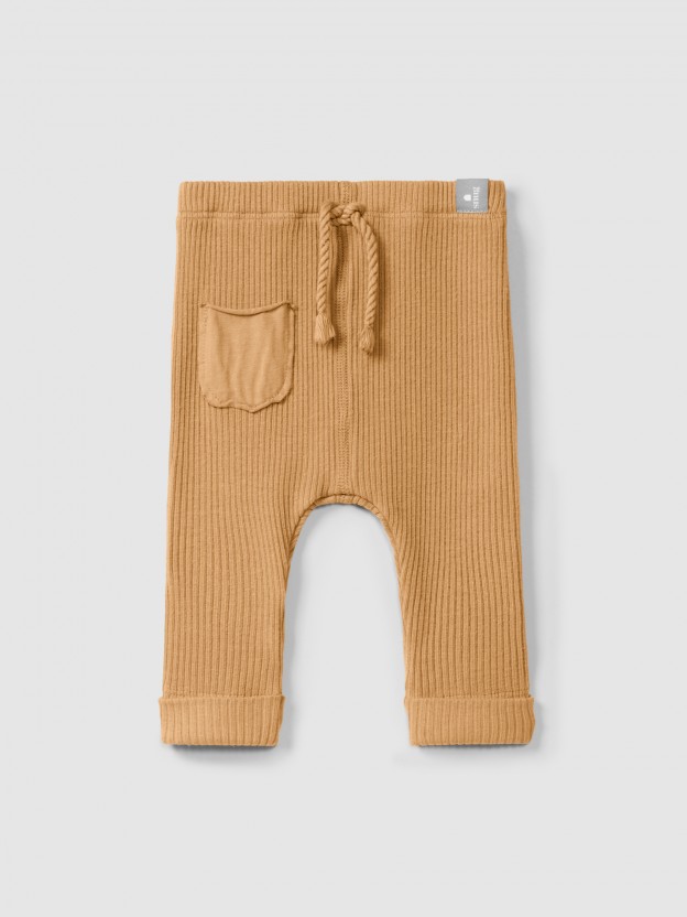 Leggings in ribbed jersey with pocket Leggings in ribbed jersey with pocket
