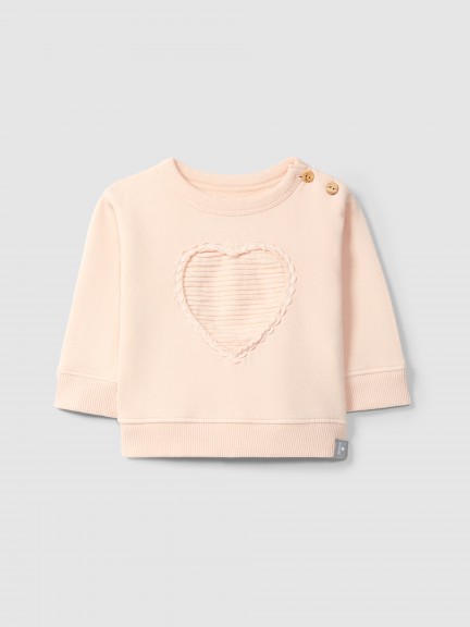 Plush sweatshirt with heart appliqu�